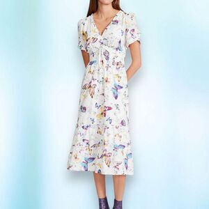 Betsey Johnson Whisper White Butterfly Dance Midi Dress
